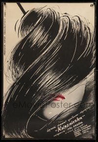 8c224 ADJ KIRALY KATONAT Polish 27x39 '82 cool Woltman artwork of woman w/big hairdo!