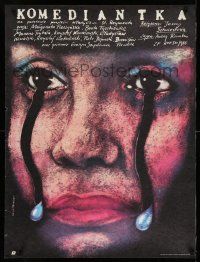 8c267 KOMEDIANTKA Polish 26x35 '86 astounding Andrzej Pagowski art of woman crying her face off!