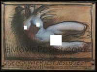 8c301 WHEREVER YOU ARE Polish 26x36 '88 different art of naked woman by F.V.B. Starowieyski!
