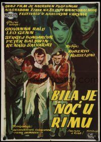 8c552 ESCAPE BY NIGHT Yugoslavian 20x28 '60 Leo Genn, directed by Roberto Rossellini!