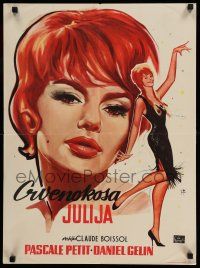 8c580 JULIE THE REDHEAD Yugoslavian 19x26 '63 Julie La Rousse, art of sexiest Pascale Petit!