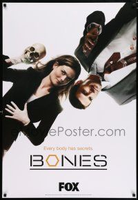 8d709 BONES tv poster '07 TV crime drama, cool image of Emily Deschanel holding skull!