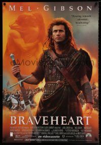 8d734 BRAVEHEART 27x40 video poster '95 cool image of Mel Gibson as William Wallace!