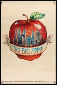 8d528 BIG APPLE 24x36 commercial poster '76 cool art of New York City Skyline, 1540/2500!