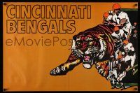8d539 CINCINNATI BENGALS 24x36 commercial poster '70 cool art of Bengal Tiger in front of team!