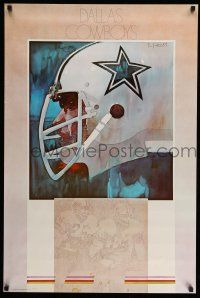 8d545 DALLAS COWBOYS 24x36 commercial poster '70 cool B. Forbes art of player in helmet!