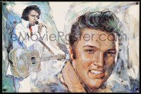 8d664 ELVIS PRESLEY 25x37 Danish commercial poster '80s cool art of the King!
