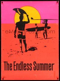 8d513 ENDLESS SUMMER day-glo 29x40 commercial poster '67 Bruce Brown surfing classic, cool art!