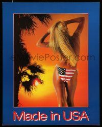 8d587 MADE IN USA 22x28 commercial poster '80s wonderful image of patriotic topless woman!
