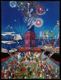 8d598 MELANIE TAYLOR KENT 25x34 commercial poster '90s wonderful colorful art of New York City!