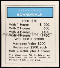 8d602 MONOPOLY 21x24 commercial poster '80s great image of the card for Boardwalk!
