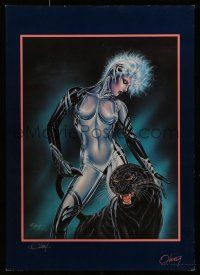8d657 WOMAN WITH A PANTHER signed 21x30 commercial poster '84 by Olivia De Berardinis, sexy!
