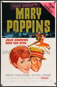8d778 MARY POPPINS style A 27x41 video poster R80 Julie Andrews & Dick Van Dyke!