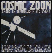 8d217 COSMIC ZOOM 17x17 Danish music poster '00 cool art of satellite in space orbit!