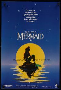 8d442 LITTLE MERMAID special 18x26 '89 Ariel in moonlight, Disney underwater cartoon!