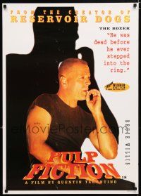 8d358 PULP FICTION European Union commercial poster '94 Tarantino, image of smoking Bruce Willis!