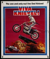 8d508 VIVA KNIEVEL 27x33 special '77 best art of the greatest daredevil jumping his motorcycle!
