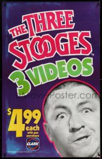 8d813 THREE STOOGES 27x43 video poster '93 image of Curly, Clark Gas Station promo!