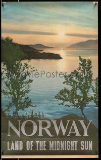 8d070 NORWAY LAND OF THE MIDNIGHT SUN 25x40 Norwegian travel poster '50 great lake art!