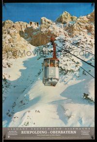 8d063 RUHPOLDING IN OBERBAYERN 20x29 German travel poster '60s cool image of aerial tram!