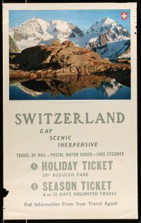 8d071 SWITZERLAND 25x40 Swiss travel poster '60s Swiss travel!