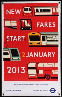 8d090 TRANSPORT FOR LONDON new fares style 25x40 English travel poster '12