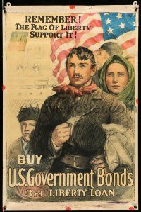 8d013 BUY U.S. GOVERNMENT BONDS 3RD LIBERTY LOAN 20x30 WWI war poster '17 cool patriotic artwork!