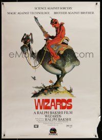 8d825 WIZARDS 28x38 video poster R87 Ralph Bakshi directed animation, William Stout fantasy art!
