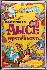 8f021 ALICE IN WONDERLAND 1sh R74 Walt Disney Lewis Carroll classic, cool psychedelic art