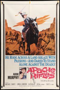 8f036 APACHE RIFLES 1sh '64 Audie Murphy vowed to stop the bloodshed of two warring nations!