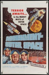 8f041 ASSIGNMENT-OUTER SPACE 1sh '62 Antonio Margheriti directed, Italian sci-fi Space Men!