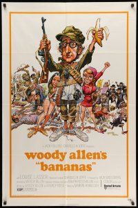 8f051 BANANAS 1sh '71 great artwork of Woody Allen by E.C. Comics artist Jack Davis!