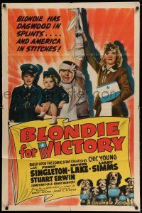 8f083 BLONDIE FOR VICTORY 1sh '42 Penny Singleton has Dagwood in splints & America in stitches!