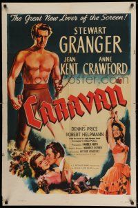 8f106 CARAVAN 1sh '47 art of shirtless Stewart Granger, Jean Kent, Anne Crawford!