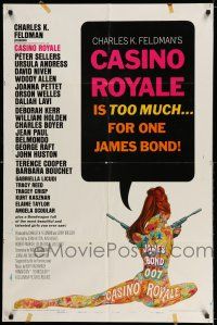 8f113 CASINO ROYALE 1sh '67 all-star James Bond spy spoof, psychedelic art by Robert McGinnis!