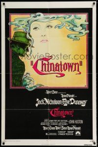 8f126 CHINATOWN 1sh '74 great art of smoking Jack Nicholson & Faye Dunaway, Roman Polanski