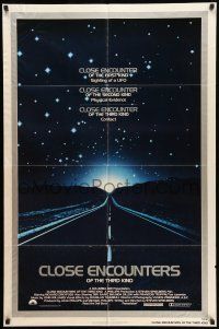 8f138 CLOSE ENCOUNTERS OF THE THIRD KIND silver border style 1sh '77 Spielberg's sci-fi classic!