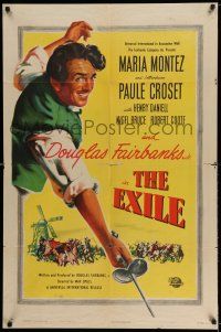 8f248 EXILE 1sh '47 Ophuls, swashbuckler Douglas Fairbanks Jr. & beautiful Maria Montez!