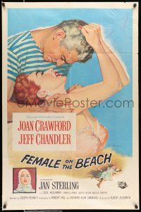 8f260 FEMALE ON THE BEACH 1sh '55 Joan Crawford, Jeff Chandler, Jan Sterling!