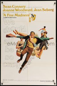 8f265 FINE MADNESS 1sh '66 Sean Connery can out-fox Joanne Woodward, Jean Seberg & them all!