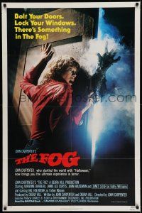 8f280 FOG style B 1sh '80 John Carpenter, Jamie Lee Curtis, there's something out there!