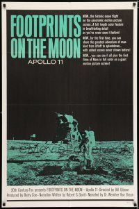 8f282 FOOTPRINTS ON THE MOON 1sh '69 the real story of Apollo 11, cool image of moon landing!