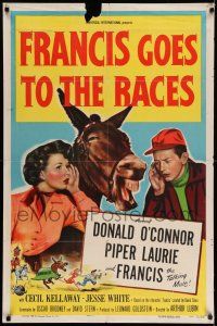 8f289 FRANCIS GOES TO THE RACES 1sh '51 Donald O'Connor & talking mule, horse racing!