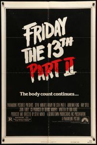 8f297 FRIDAY THE 13th PART II teaser 1sh '81 slasher horror sequel, body count continues!