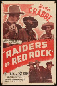 8f301 FUGITIVE OF THE PLAINS 1sh R47 Buster Crabbe & Fuzzy St. John, Raiders of Red Rock!