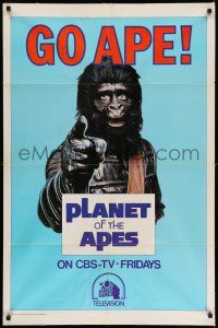 8f334 GO APE TV 1sh '74 Planet of the Apes, wonderful Uncle Sam parody art!