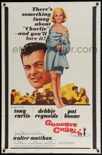 8f345 GOODBYE CHARLIE 1sh '64 Tony Curtis, sexy barely-dressed Debbie Reynolds, Pat Boone!