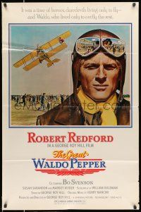 8f353 GREAT WALDO PEPPER white style 1sh '75 George Roy Hill, Robert Redford, early aviation art!