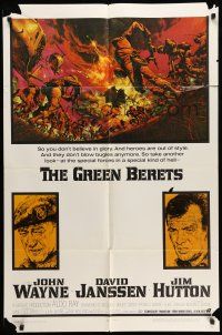 8f357 GREEN BERETS 1sh '68 John Wayne, David Janssen, Jim Hutton, Vietnam War art by McCarthy!