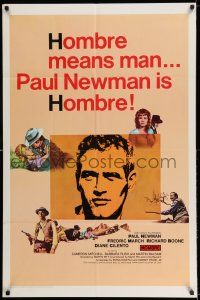 8f404 HOMBRE 1sh '66 Paul Newman, Fredric March, Richard Boone, ultra rare style!